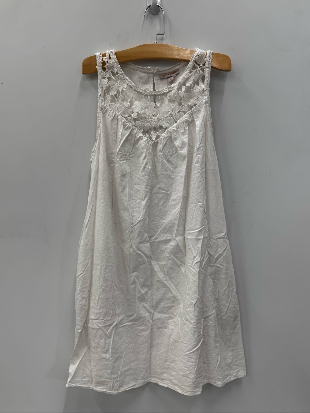 Knox Rose white sleeveless shift dres White Lace Yoke size Medium